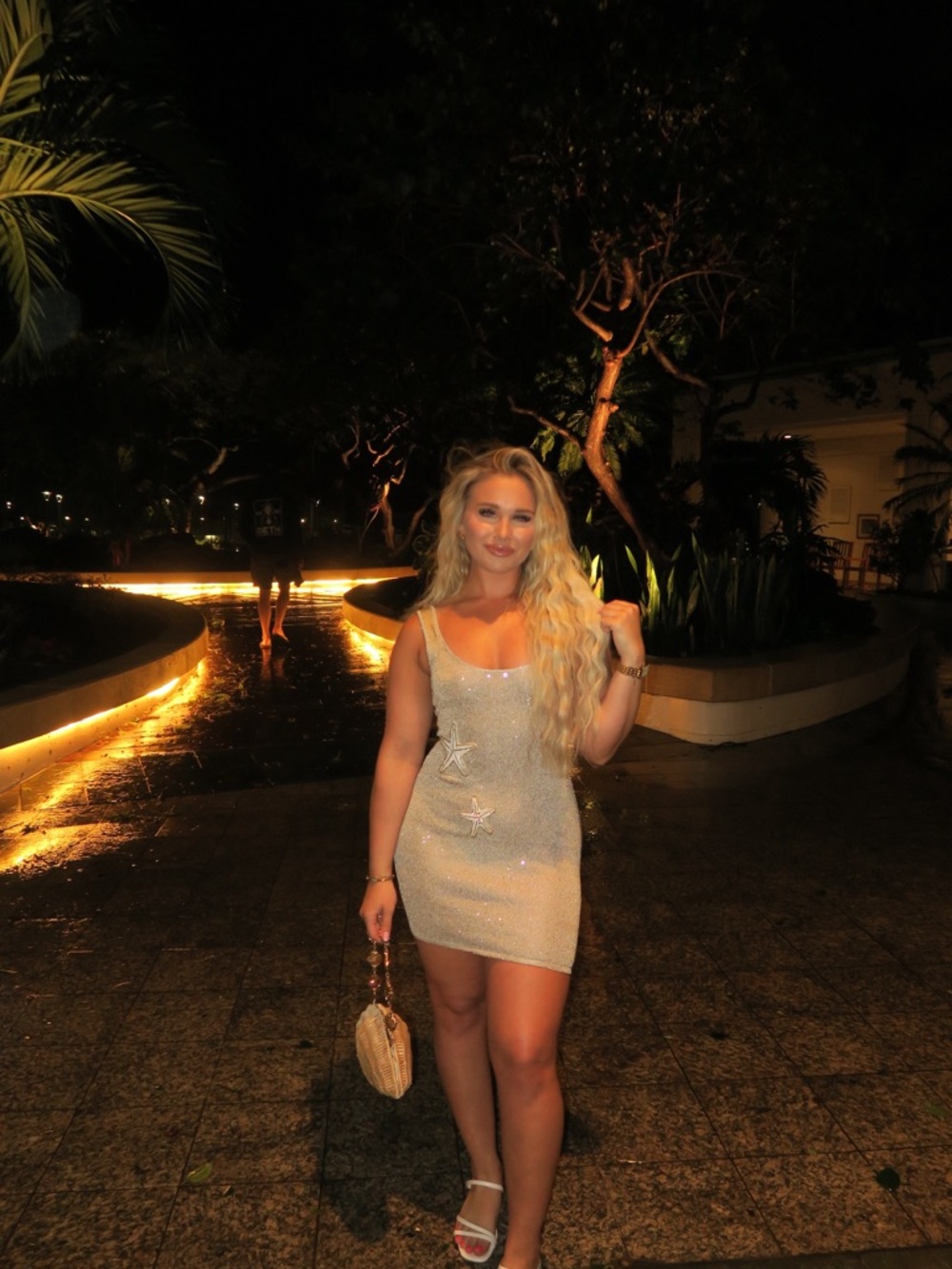 White Fox Boutique Champagne Sequin Starfish Mini Dress